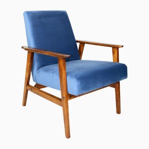 Vintage Fox Sessel mit ozeanblauem Bezug, 1970er