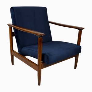 GFM-142 Armchair in Navy Blue Velvet attributed to Edmund Homa, 1970s