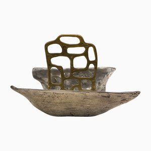 Bronze Magazine Rack by David Marshall, 1980s