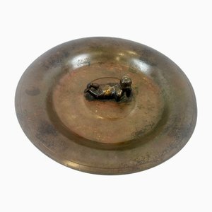 Piatto Art Déco in bronzo di Ægte Ildfast, Danimarca, anni '30