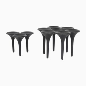 Danish Hornblower Cast Iron Candlesticks by Christer & Christel Holmgren for Erik Bagger, 1960s, Set of 2