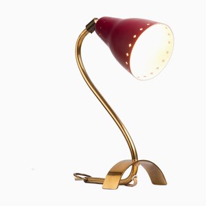 Brass Wall Lamp with Perforated Metal Shade, Sweden, 1950s