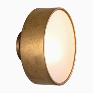 Wand- oder Deckenlampe aus Messing mit Schirm aus satiniertem Acrylglas