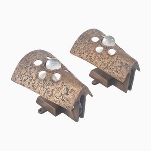 Brutalist Wall Lamps in Bronze, 1960s, Set of 2