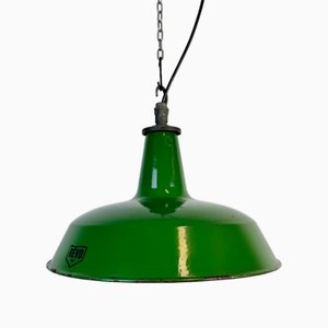 Lampada industriale smaltata verde di Revo, anni '50