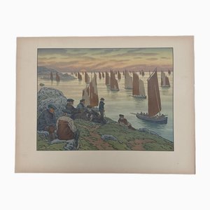 Henri Rivière, Au Vent De Noroît, The People, 1920s, Lithograph
