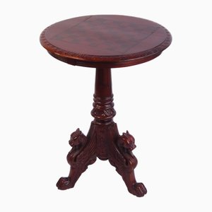 Mesa de ajedrez inglesa antigua redonda de caoba