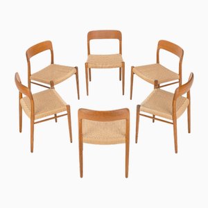 Dining Chairs Model 75 by Niels O. Møller for J.L. Møllers, 1960s, Set of 6