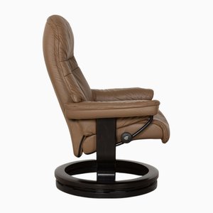 Voyager Sessel Braun mit Hocker aus Leder von Stressless, 2 . Set