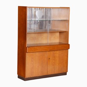 Czech Art Deco Display Cabinet in Oak and Glass, 1940s