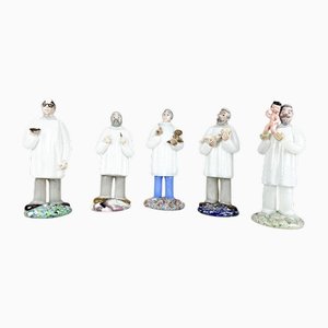 Glass Statuettes of Doctors attributed to Jaroslav Brychta, 1970s, Set of 6