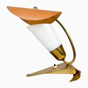 Art Deco Brass & Milk Glass Table Lamp, 1930s