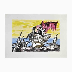 Arturo Pagano, Das Schiff, Aquarell, 1980er