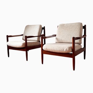 Poltrone e divano in palissandro di Grete Jalk per France & Son, Danimarca, anni '60, set di 3