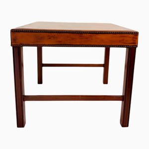 Table Vintage en Acajou Rouge avec Plateau en Cuir dans le style de Kaare Klint, 1940s-1950s