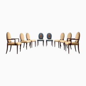 Art Deco Dining Chairs and Armchairs, Set of 8