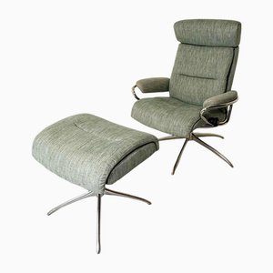 Set of Tokyo Low Back Chair with Adjustable Headrest and Ottoman from Ekornes Stressless