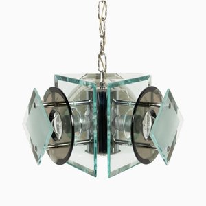 Italienische Mid-Century Moderne Lampe aus Glas & Chrom von Lupi Cristal Luxor, 1970er