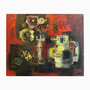Frank Chabry, Bodegón rojo, óleo sobre lienzo, 1971