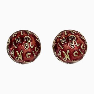 French Red and Gold Tone Ear Clips by Nina Ricci, 1980s, Set of 2
