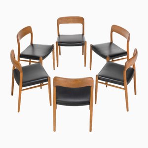 Dining Chairs Model 75 by Niels O. Møller for J.L. Møllers, 1960s, Set of 6