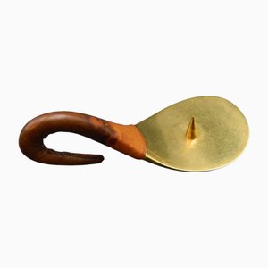 Portacandela in ottone con manico in pelle di Carl Auböck per Werkstätte Carl Auböck