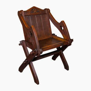 English Glastonbury Chair in Oak, 1880s