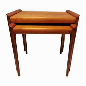 Satztische aus Furniertem und Teakholz mit Hahnverbindungen und 'Edge' von Heltborg Møbler, Dänemark, 1960er, 2er Set