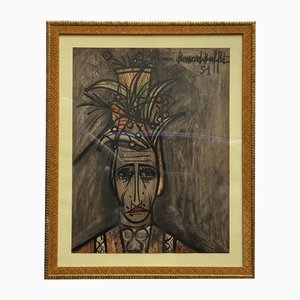 Bernard Buffet, Portrait, 1950, Kunstwerk auf Papier