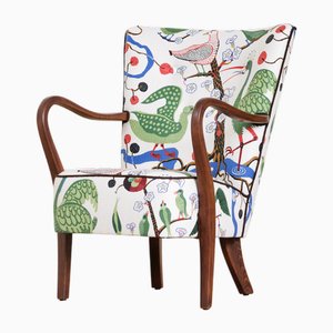Alfred Christensen Armchair with Josef Frank Print, 1940s