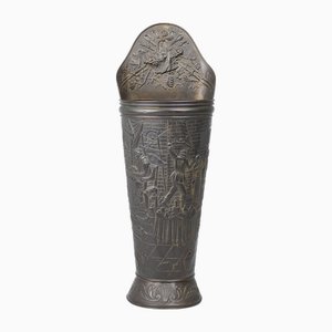 Antique Rustic Ornate Umbrella Stand in Copper, 1900