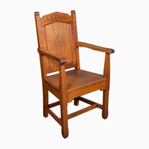 English Oak Schoolmasters Chair, 1910