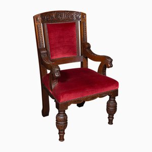 Silla escocesa victoriana antigua de roble, 1880