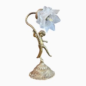 Tulip Lampe aus Bronze & Glas, 1970er