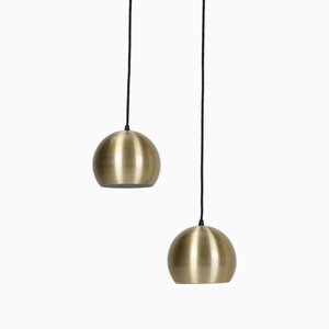 Danish Brass Ball Lamps from E. S. Horn Aalestrup, 1970s, Set of 2