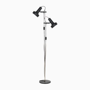 Schwarze Dänische Stehlampe mit 2 Spots, 1970er