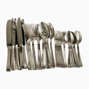 Set di posate Art Déco placcati in argento con monogramma GHM di Wiskemann, Belgio, 1935, set di 40