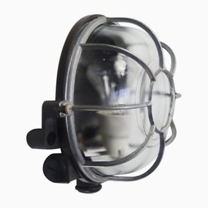 Industrielle Vintage Wandlampe aus Bakelit & Klarglas