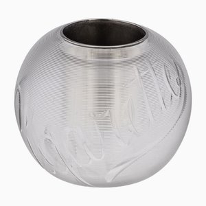 Antiker britischer Streichholzschlüssel aus Silber mit graviertem Glas, 1910
