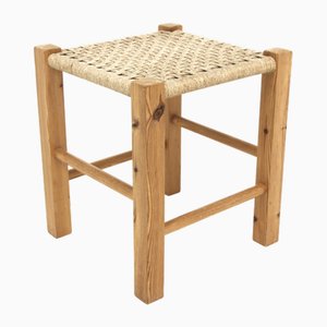 Skandinavischer Hocker aus Kiefernholz & Seil, Schweden, 1960er