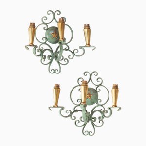 André Arbus zugeschriebene Art Deco Wandlampen, André Arbus zugeschrieben, 1940er, 2er Set