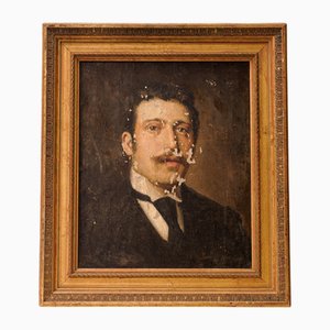 Portrait of Man, 1890s-1910s, Oil on Canvas, Framed