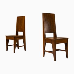 Set of Vintage Dutch Side Chairs in Oak, 1920s
