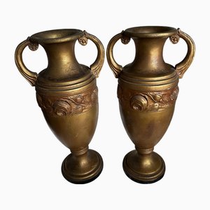 Bronze-Colored Plaster Amphoras, Set of 2