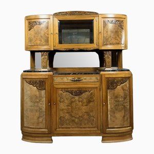 Art Deco Two-Body Sideboard in Walnut and Burl, 1940s