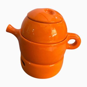 Modern Orange Ceramic Teapot by Liisi Beckmann for Gabbianelli, 1970s