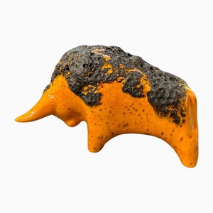 Toro Fat Lava moderno en naranja y negro de Otto Keramik, años 90