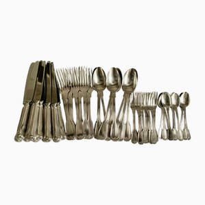 Vintage French Silver Plated Cutlery Set with Chinon Shape Pattern, 1935, Set of 50