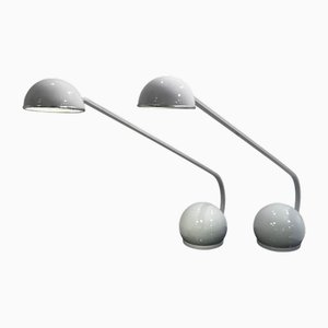 Weiße Reno Arc Tischlampen aus Aluminium von Fase, Spanien, 1980er, 2er Set