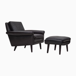 Dänischer Vintage Sessel mit Fußhocker von Aage Christiansen, 1960er, 2er Set
